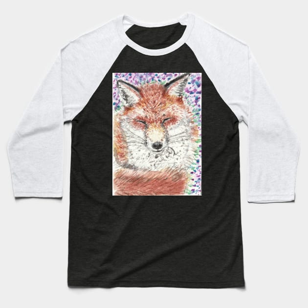 Fox art Baseball T-Shirt by SamsArtworks